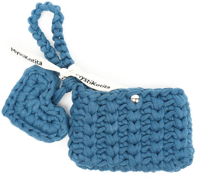 미스티코티타 DIY 하트브이카드월렛 클라라얀 카드지갑 뜨개질 패키지 코바늘 초보 영상포함키트 세트, 틴데님, 1세트