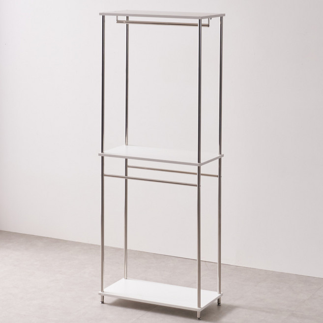 레드팩토리 모노 2단 행거 바지걸이형 방문설치, 화이트 + 실버