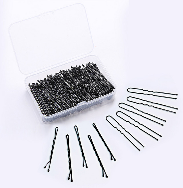 무식이네 샤프라인 대용량 헤어 실핀 물결 100p + U자 100p + 케이스