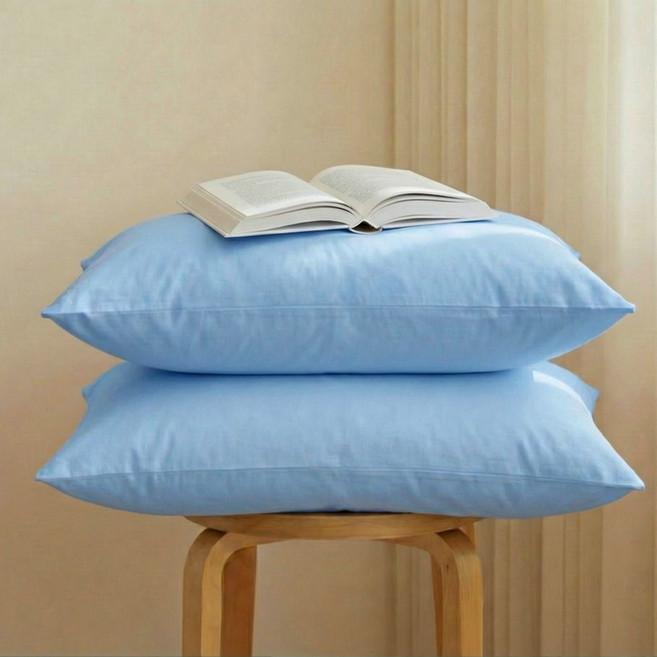 지베딩 컬러풀 먼지없는 베개커버 솜포함, 블루, 2개