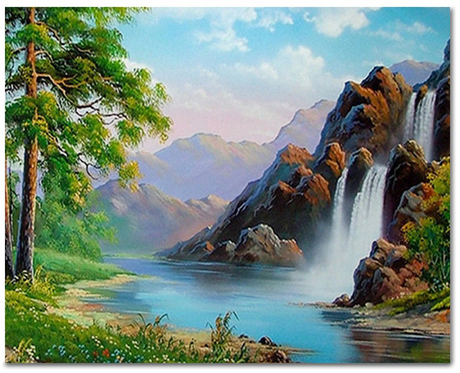 아디코 DIY 페인팅 폭포수경치 PH72 50 x 40 cm, 혼합색상, 1개