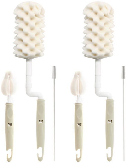 리에또 베이비 빅스펀지 회전형 젖병솔 + 젖꼭지솔 + 미니 스트로우솔 세트, 모던카키, 2세트