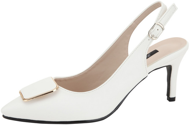 단골언니 여성용 엠즈 스퀘어 장식 스틸레토힐 슬링백 7cm