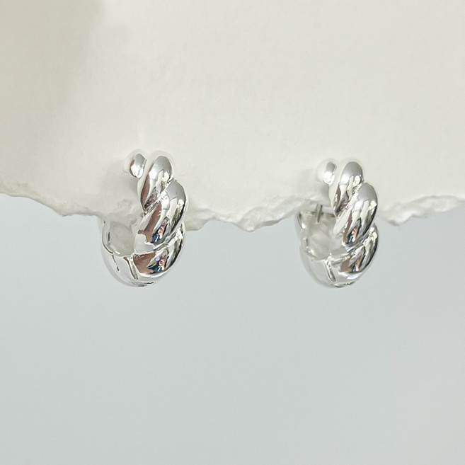 엘라주르 여성용 트위스트 볼드 원터치 귀걸이 심플 데일리 귀걸이