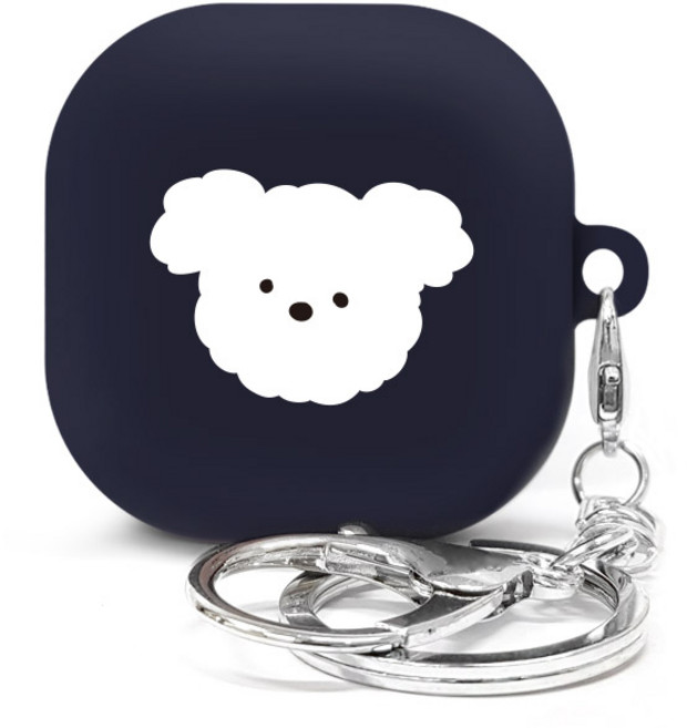 LOWWIN Galaxy Buds Pro/Buds Live/Buds 2 TPU印花耳機保護殼, Buds Pro / Live / Buds2, 狗狗白色 + 海軍藍