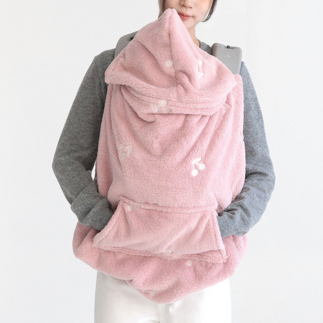 와이엠마마 다용도 후드 블랭킷, 핑크체리