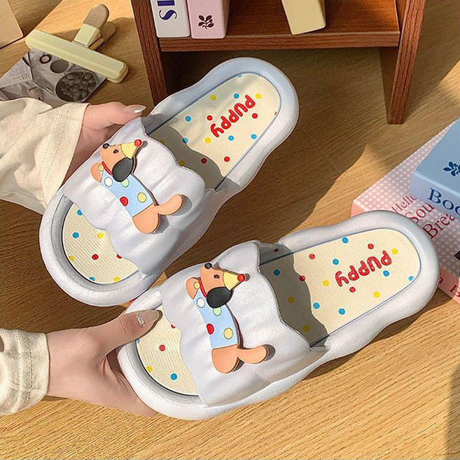 에버하우스 퍼피 도트 캐릭터 실내 거실화, 블루, 1개