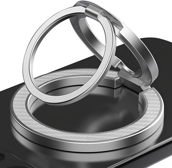 더조은셀러 맥세이프 360도 회전 3in1 슬림 양면자석 스마트링 히든링타입 2단 접이식 거치 스탠드, 실버, 1개