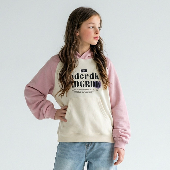 키즈레시피 봄가을 나그랑포켓 오버핏 후드티셔츠