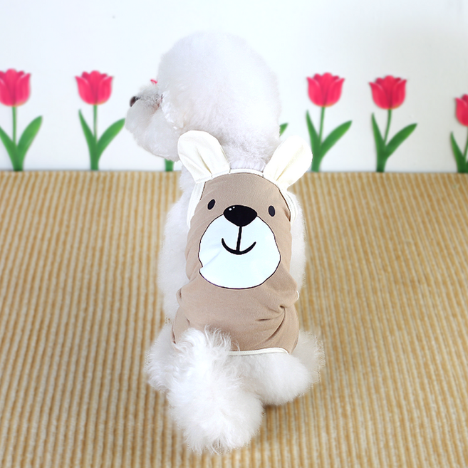 에이미러브즈펫 협력사 강아지 곰돌이 멜빵 바지, 브라운, 1개