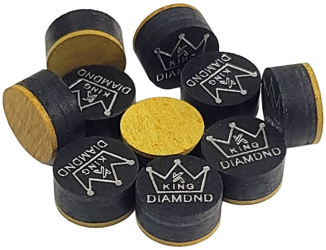 King Diamond 俱樂部用撞球皮頭, 1組, 黑色 + 原木色