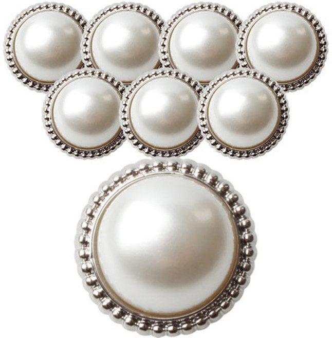동대문단추왕 진주알 단추 13mm, 실버, 8개