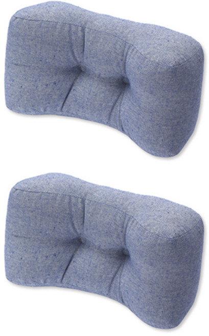 블럭마트 린넨 의자등받이 허리쿠션 2p, 블루