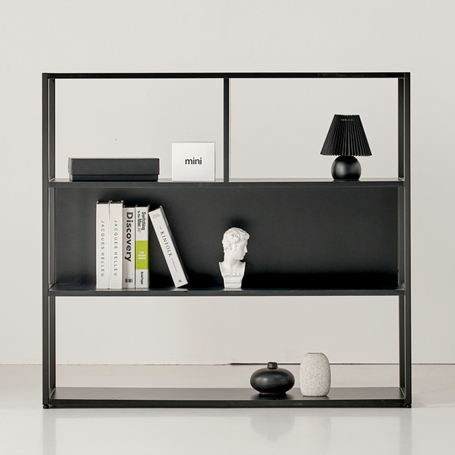 하모벨 티체 스틸 선반 책장, 블랙 + 블랙, 3단