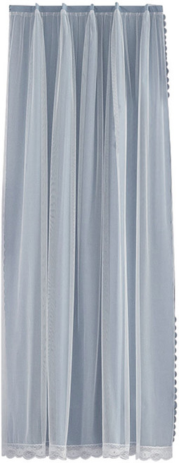 浪漫柔情雙層網紗遮光魔鬼氈窗簾, 藍色