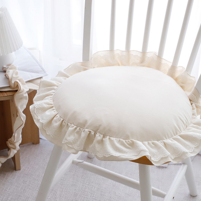 까사베르데 아쿠 프로방스 이중프릴 원형방석 + 방석솜