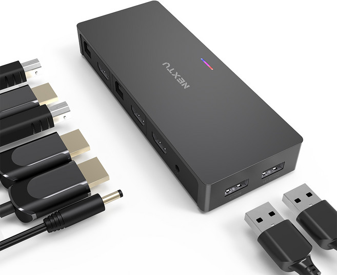 넥스트유 2대1 4K HDMI KVM스위치 블랙, NEXT-7602KVM-4K, 1개