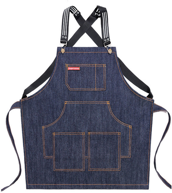유니코시 데님 멜빵스타일 바리스타 작업복 앞치마 XL 75cm, 1개, 02 블루