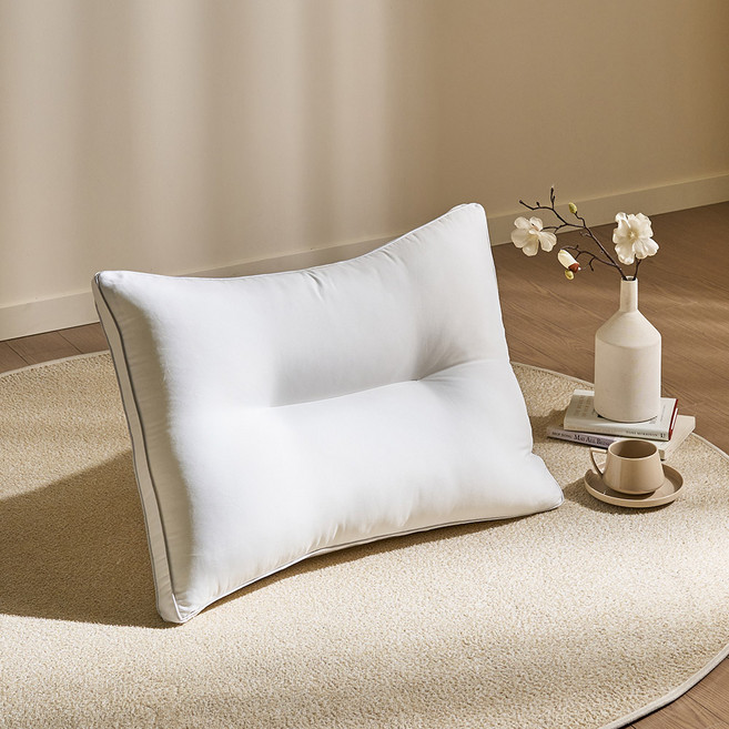 휴가드 커버가 필요없고 통째로 빨아쓰는 입체 경추 굽베개, 1개, 화이트