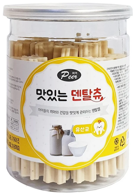 피어 강아지 맛있는 덴탈츄 치석제거 간식, 유산균, 250g, 1개 - 쿠팡