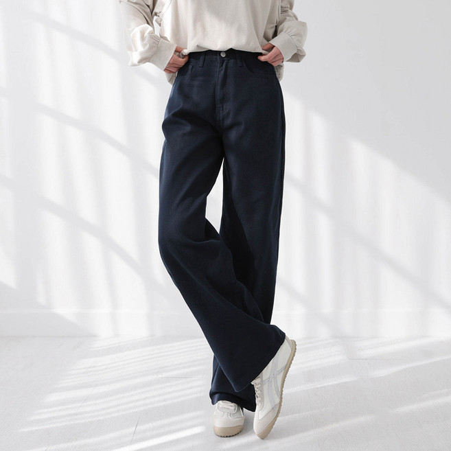 앤드스타일 여성용 숏/기본/롱 기장 딱맞진 53탄 트윌코튼 스탠다드 와이드 팬츠 265150