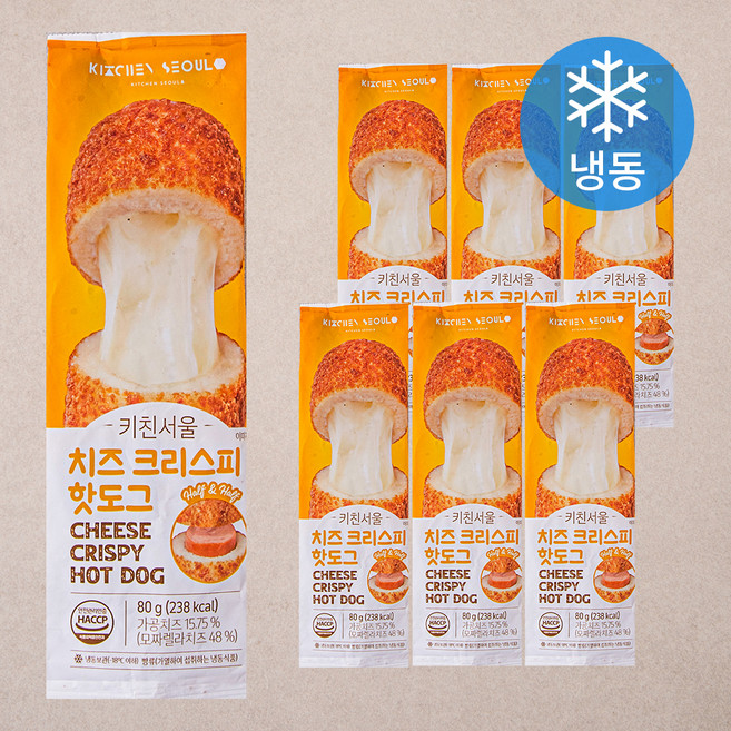 키친서울 치즈 크리스피 핫도그 (냉동), 80g, 1개입, 7개