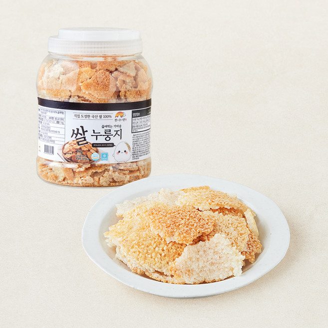 천수만 직접 도정한 국산 쌀 100% 끓여먹는 가마솥 쌀 누룽지, 1개, 1kg