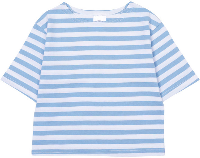 레인보우키즈 아동용 통기성 코튼 단가라 7부 티셔츠