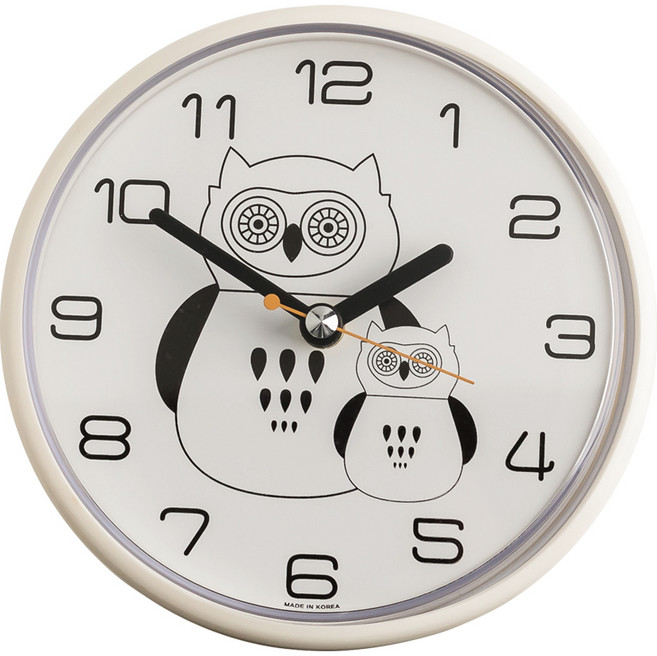 플라이토 디자인 욕실 흡착 방수시계, 1개, 부엉이
