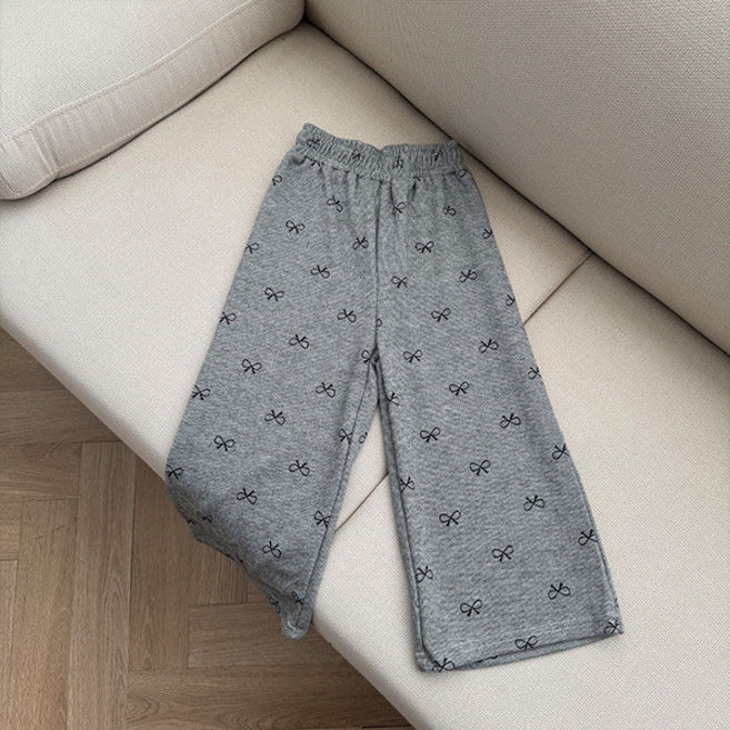 조이멀티 여아용 리본 패턴 와이드 밴딩 팬츠