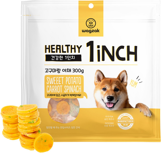 와그작 강아지 건강한 육포, 혼합맛(고구마/야채), 300g, 1개