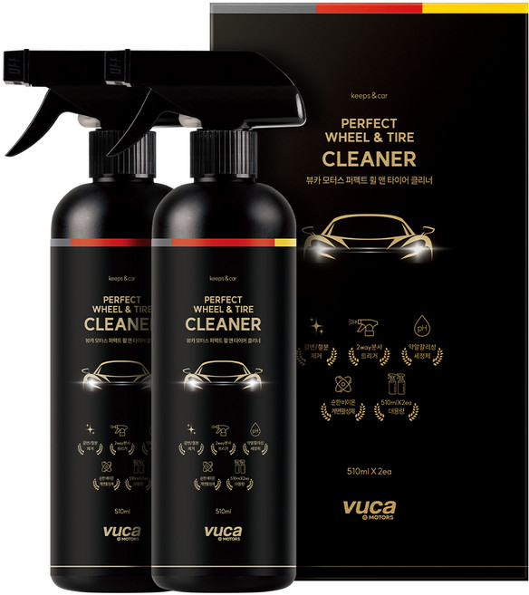 뷰카 모터스 퍼펙트 휠 앤 타이어 클리너, 510ml, 2개
