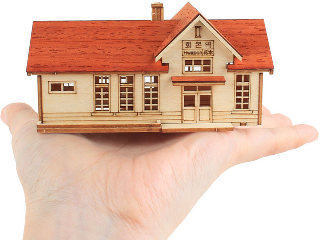 영공방 미니 간이역 화본역 조립 키트, 5피스, 혼합색상