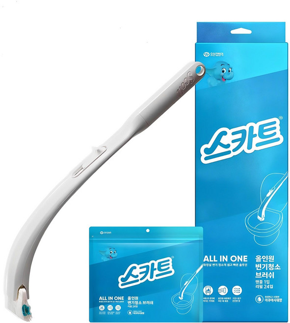 Scott 多合一馬桶清潔刷 水漾清香 握把+補充包24入組, 1組, Aqua Shower