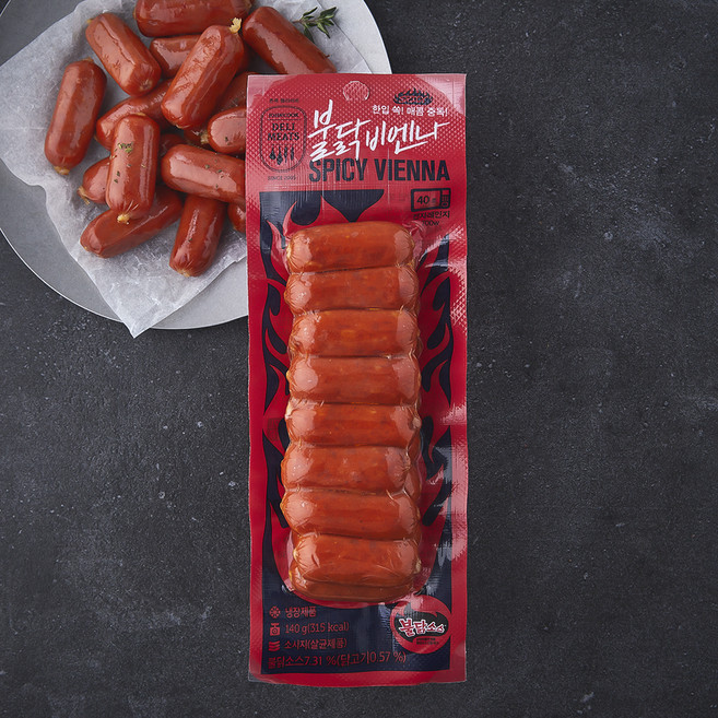 존쿡델리미트 불닭 비엔나, 140g, 1개