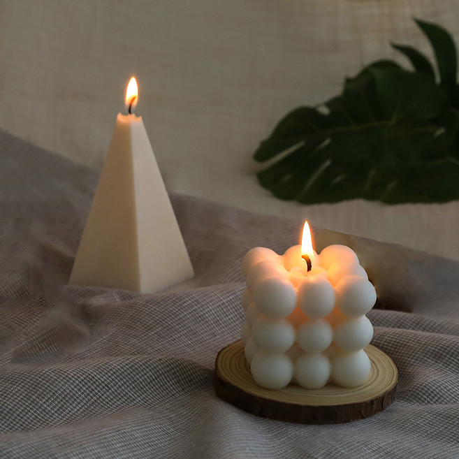 제이블룸 버블 오브제 캔들 160g 6 x 6 cm + 펜타곤 오브제 캔들 140g 세트, 1세트, 플라워마켓