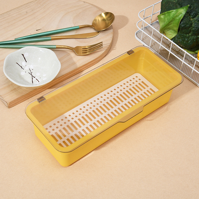 KOVIRA 정리편한 수저통 27 x 11.5 cm, 옐로우, 1개