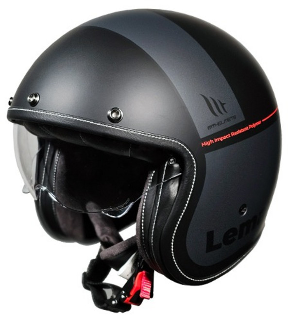 엠티헬멧 르망 2 오토바이 하프페이스 젯트 클래식 헬멧, 무광 그레이