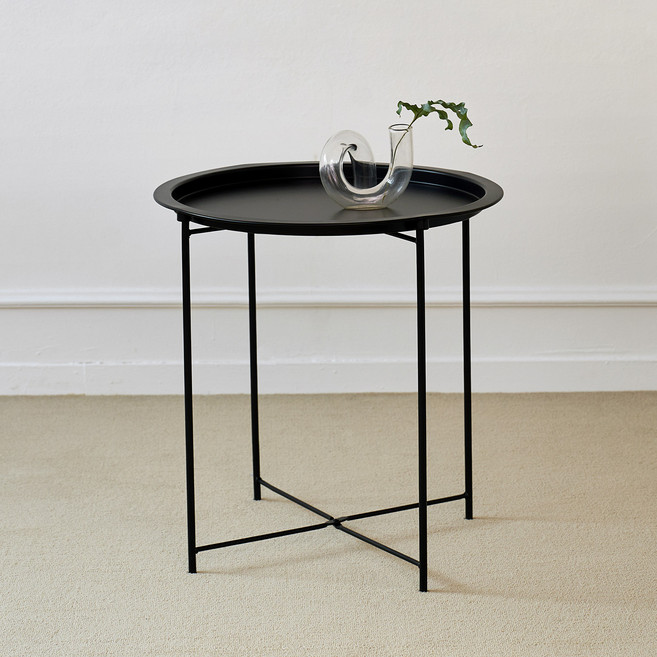 룸앤홈 아이언 폴딩 사이드 테이블, 블랙