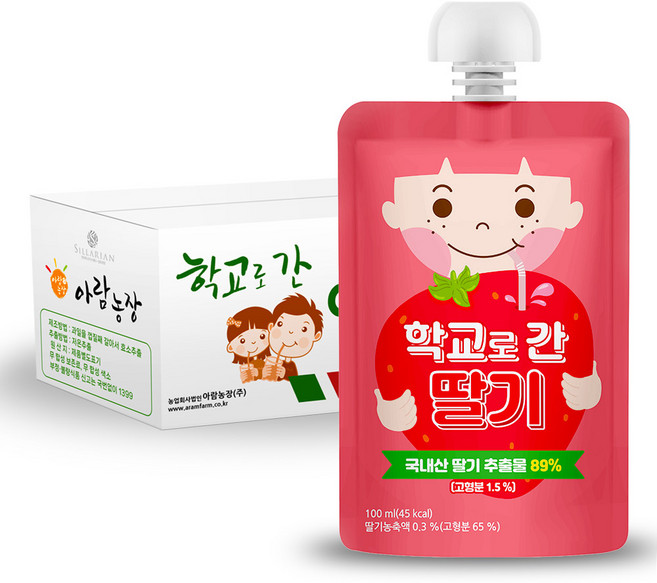 아람농장 학교로 간 주스, 100ml, 40개, 딸기