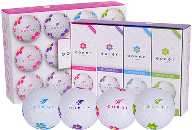고커 데이지 꽃볼 비거리용 초고반발 비공인 골프공 정품볼 3피스 4종 x 3p 세트, 혼합색상, 1개