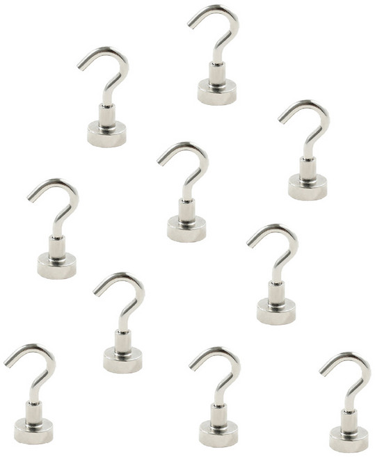 FANCY LIFE 超強力磁鐵掛勾 小款, 銀色, 10個