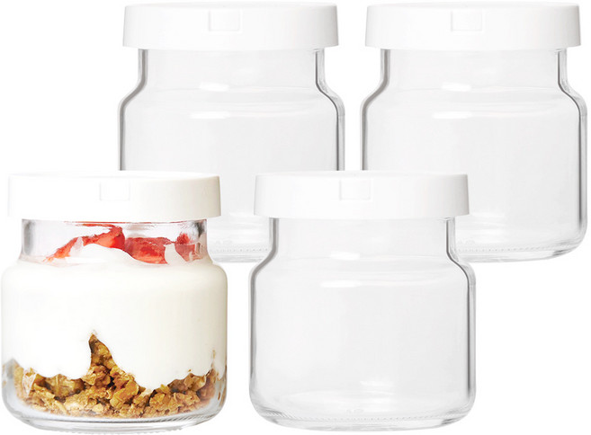 경성 요거트 유리병 원형 화이트캡, 250ml, 4개