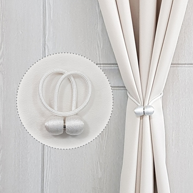 리빙존 자석 커튼끈 3 x 46 cm, 화이트, 2개