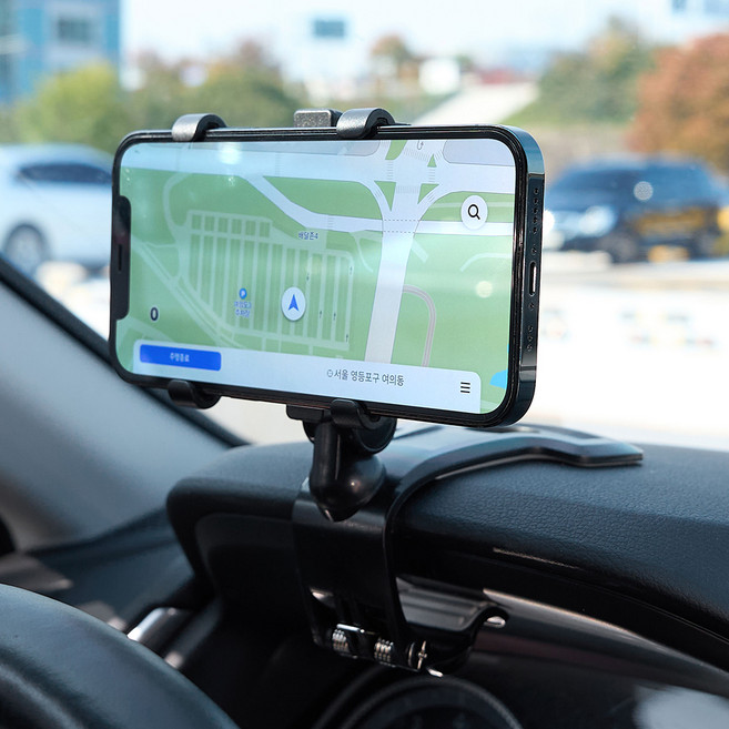 온아워 차량용 핸드폰 거치대 각도 높이 조절 계기판 대시보드 휴대폰거치대, 블랙, 1개