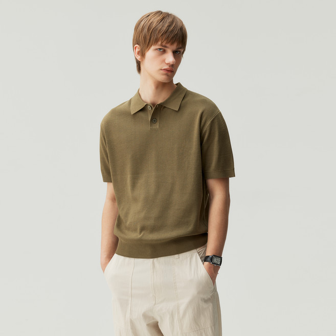 마인드브릿지 남성용 린넨라이크 카라반팔니트 MZKT31A3