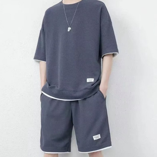 JTL 男士層次感寬鬆休閒上下裝套組