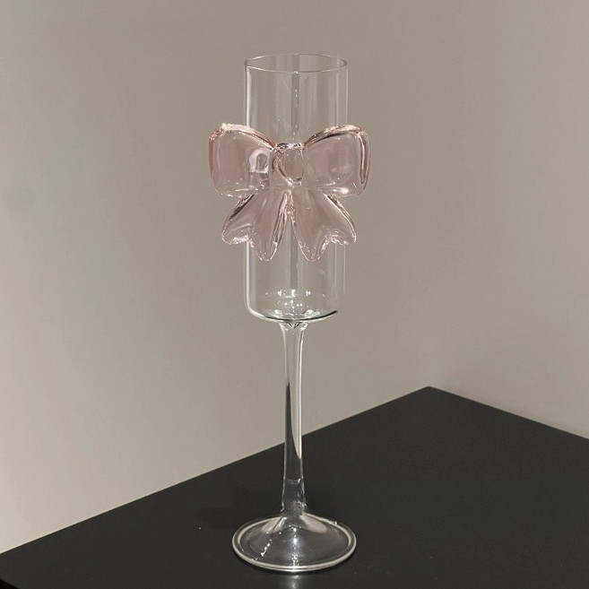 프렌치마르스 핑크리본 로맨틱 홈카페 샴폐인잔, 1개, 160ml