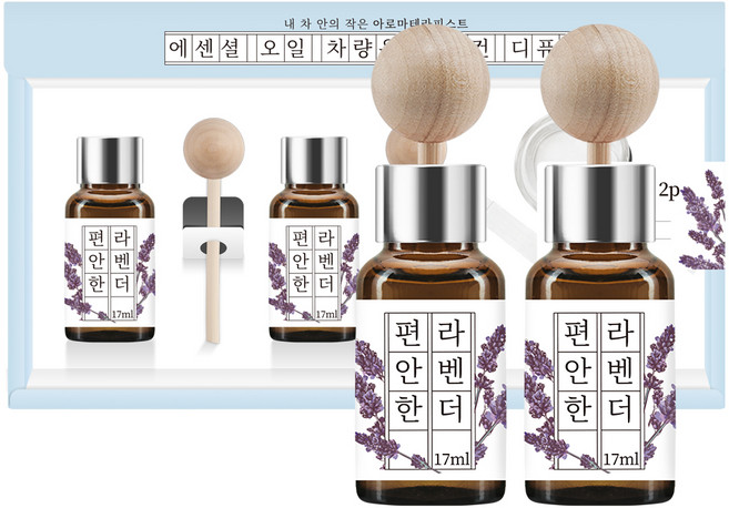 더허브샵 에센셜오일 차량용 디퓨저 17ml, 2개, 편안한라벤더