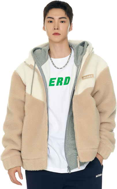 널디 남녀공용 톤온톤 플리스 후디 자켓